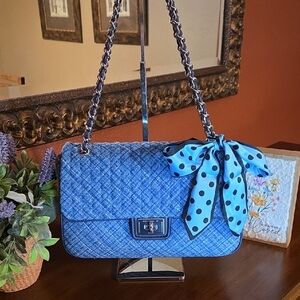Karl Lagerfeld Agyness Quilted Denim Shoulder Bag NWT